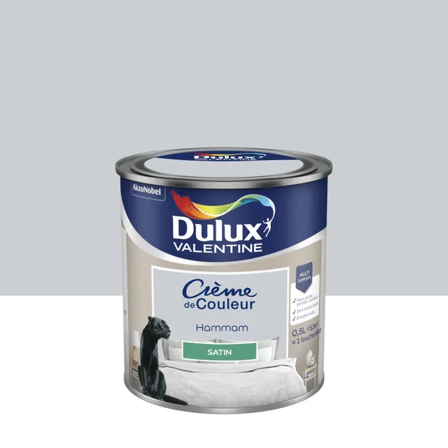 Peinture hammam mur, boiserie Crème de couleur DULUX VALENTINE satiné 0.5 l