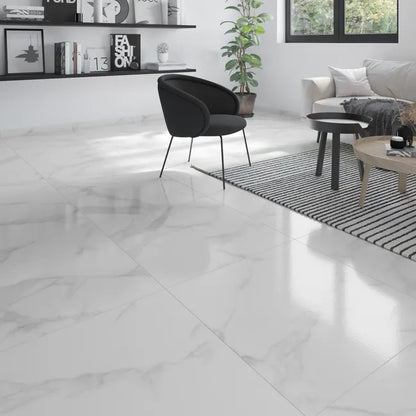 Carrelage effet marbre blanc Pure l.75 x L.75 cm