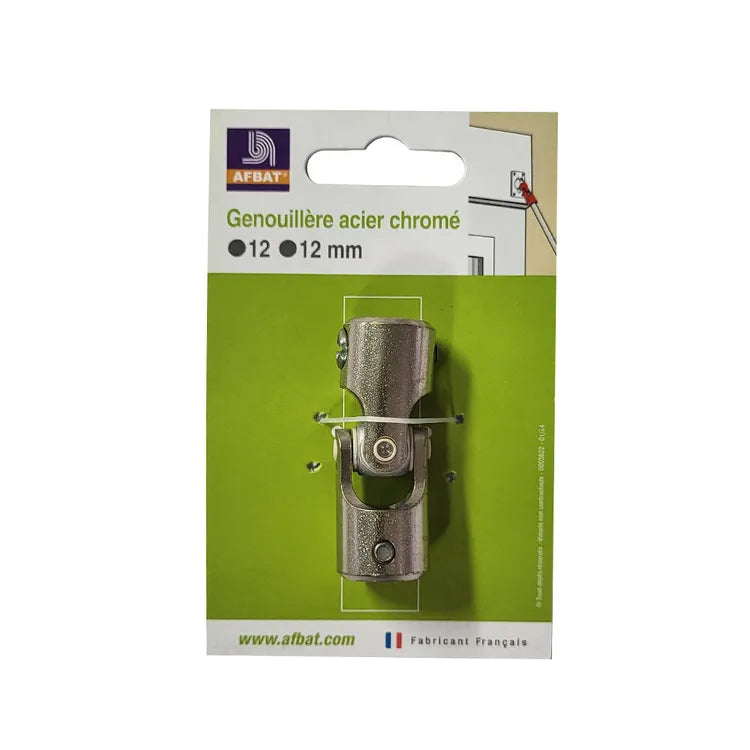 Genouillère Diam. 12 mm + Diam. 12 mm acier chromé, H.49 x L.18 x P.18 mm AFBAT