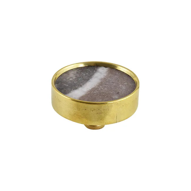 Bouton de meuble rond, pierre laiton laitonné, Diam.40 mm