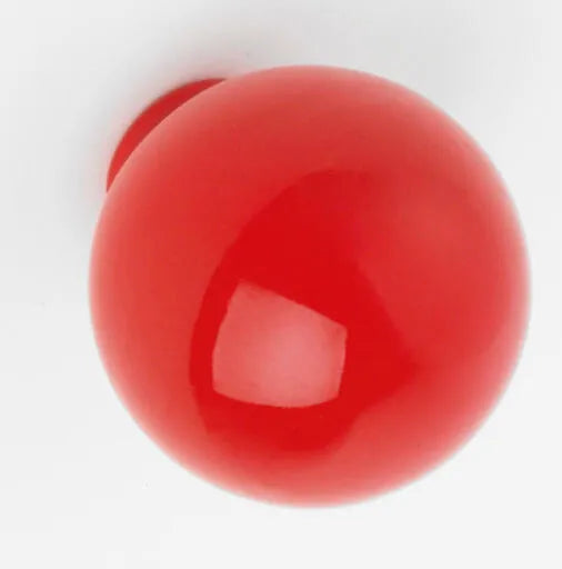 Bouton de meuble rond Boule, abs rouge brillant, Diam.28 mm