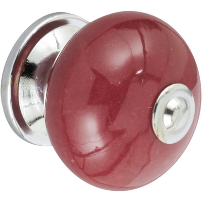 Bouton de meuble Boule, porcelaine rouge brillant, Diam.40 mm