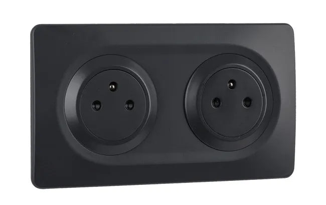 Double prise avec terre complet Epure, OHMTEC anthracite