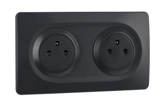 Double prise avec terre complet Epure, OHMTEC anthracite