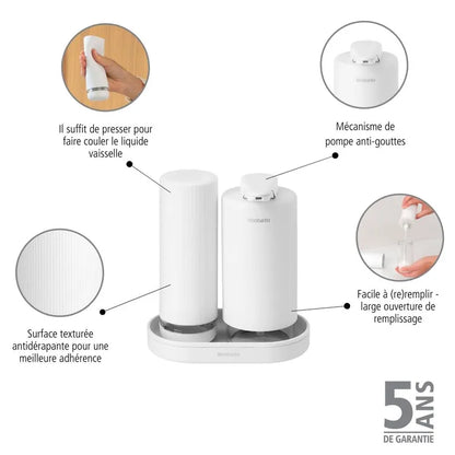 Set distributeur de savon et liquide vaisselle Sinkstyle blanc BRABANTIA