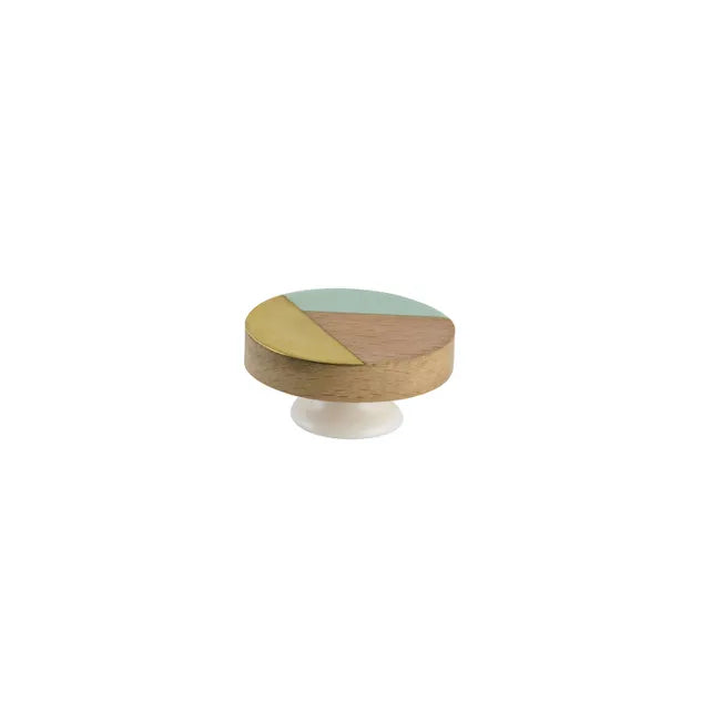 Bouton de meuble rond, bois multicouleur peint, Diam.36 mm