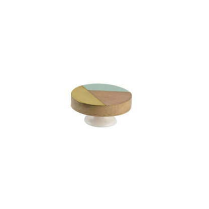 Bouton de meuble rond, bois multicouleur peint, Diam.36 mm