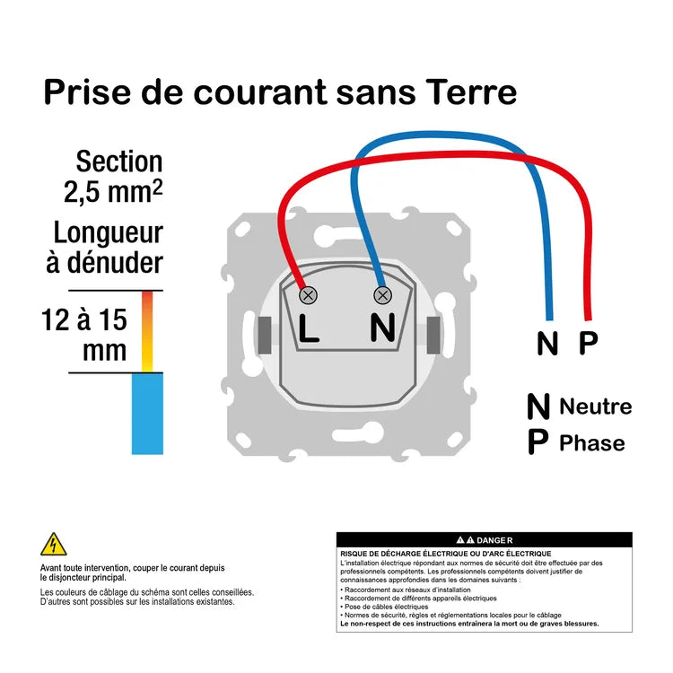 Prise sans terre à assembler Odace, SCHNEIDER ELECTRIC, aluminium