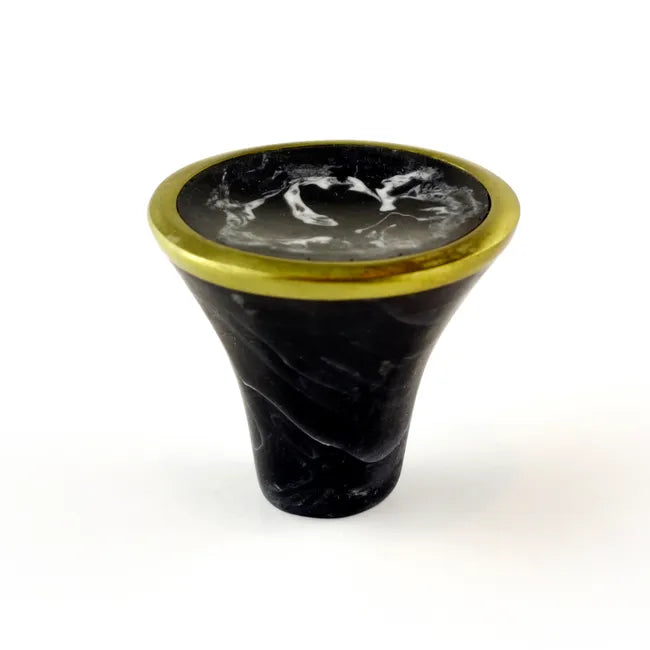 Bouton de meuble rond Cône, résine noir, Diam.33 mm