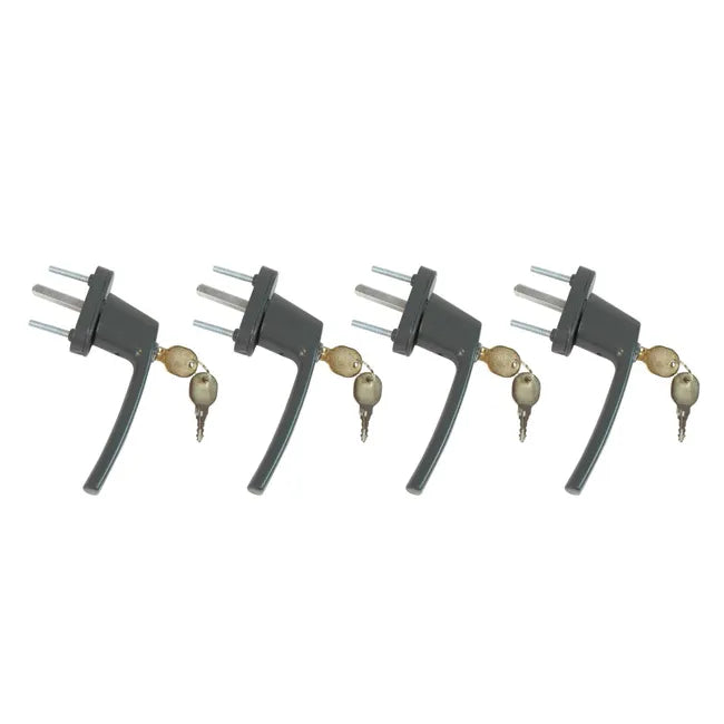 4 poignées de fenêtre à clé KINTECH Keys, aluminium gris