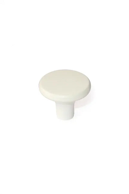 6 boutons de meuble ronds Key, abs blanc peint, Diam.33 mm