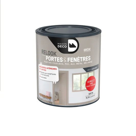 Peinture fenêtre grège satin MAISON DECO Relook 0.5l