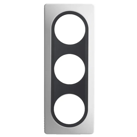 Plaque triple Epure, blanc insert anthracite
