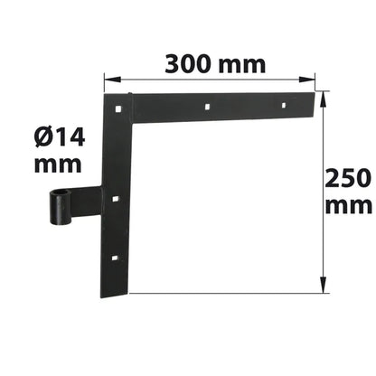 Paire d'équerres en acier noir prépeint, Diam.14 x H.250 x L.362 x P.23 mm AFBAT