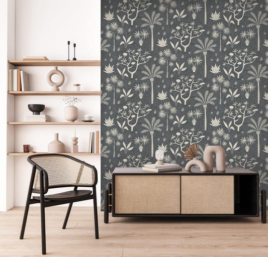Papier peint intissé Mada jungle bleu