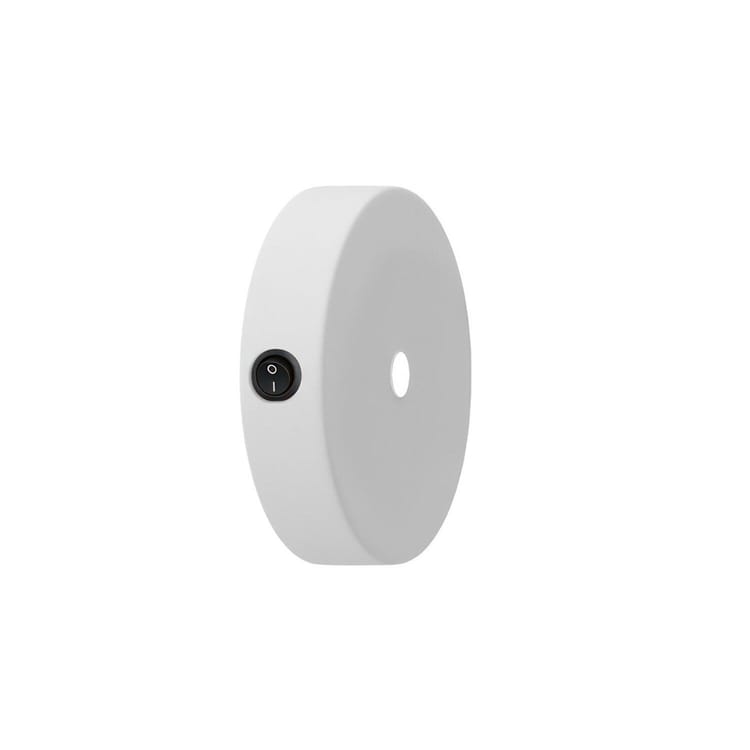 Kit mini rosace métal blanc, pour câble 10mm, D.8.3cm, avec interrupteur