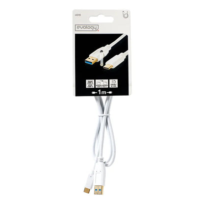 Câble chargeur usb type c, 1 m blanc EVOLOGY