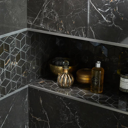 1 plaque de mosaïque Murano faïence effet marbre noir 28 x 26 cm
