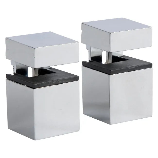 Lot de 2 équerres pince Cube acier chromé gris, H.4.5 x P.3 cm