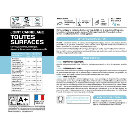 Joint tous types de carrelage et mosaïque AXTON gris clair 2kg