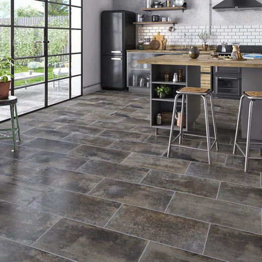 Carrelage sol/mur intérieur effet métal rouille Oxy l.30.5 x L.61 cm x Ep.9 mm