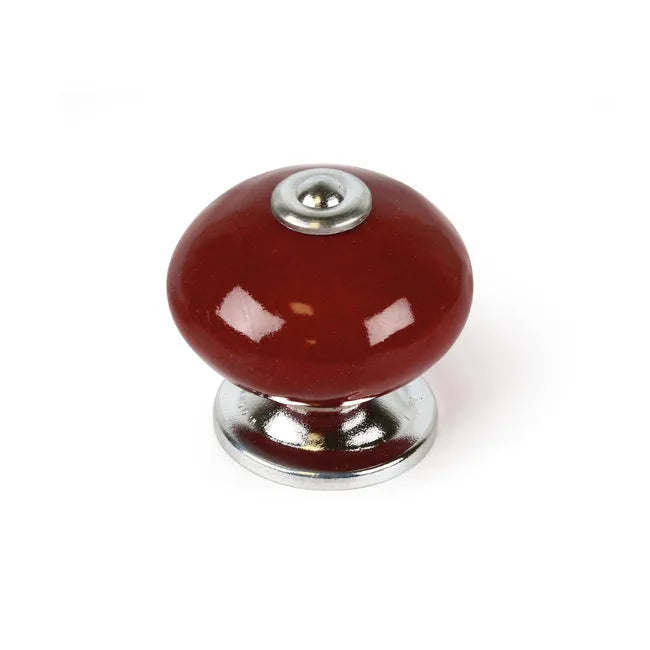 Bouton de meuble Boule, porcelaine rouge brillant, Diam.40 mm