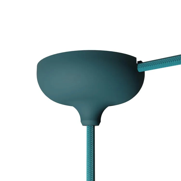 Kit rosace silicone bleu pétrole pour 2 câbles 13mm, D.8.8cm
