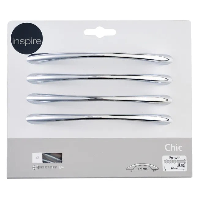 Lot de 4 poignées de meuble INSPIRE Delinia chrome l.10 x H.29 mm