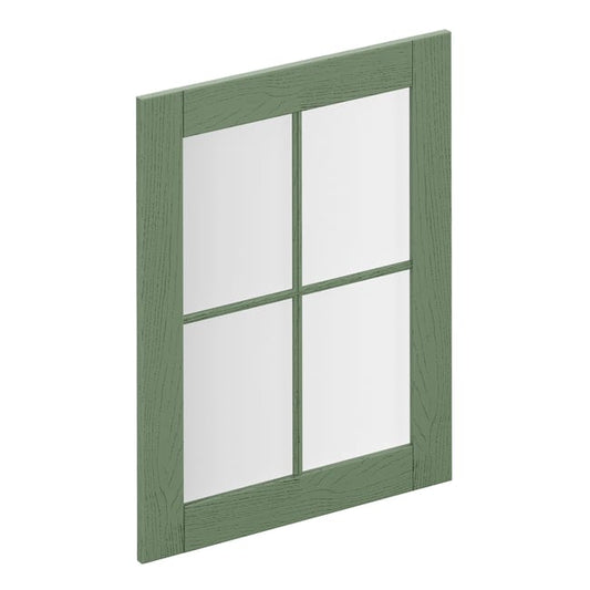 Porte de cuisine vitrée Chicago vert mat H.76.5 x l.59.7 cm