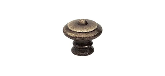 Bouton de meuble rond Rustique, zamak vieil or vieilli, Diam.30 mm