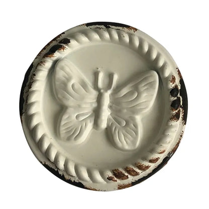 Bouton de meuble rond Papillon, fer blanc peint, Diam.42 mm