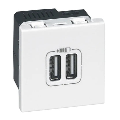 Prise chargeur double usb, à assembler, LEGRAND Mosaic, blanc