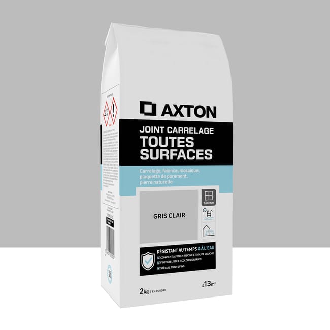Joint tous types de carrelage et mosaïque AXTON gris clair 2kg