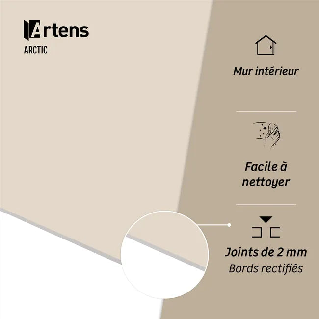 Carrelage mur intérieur effet beige mat Arctic l.30 x L.90 cm ARTENS