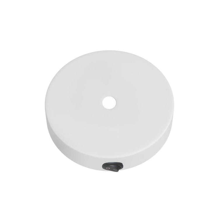 Kit mini rosace métal blanc, pour câble 10mm, D.8.3cm, avec interrupteur