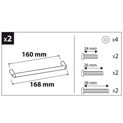 Lot de 2 poignées de cuisine Dokos zamak INSPIRE 168 mm