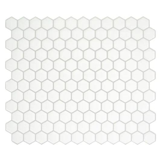 Lot de 4 crédences adhésives Hexagone, blanc, 24.5 cm x 28.6 cm