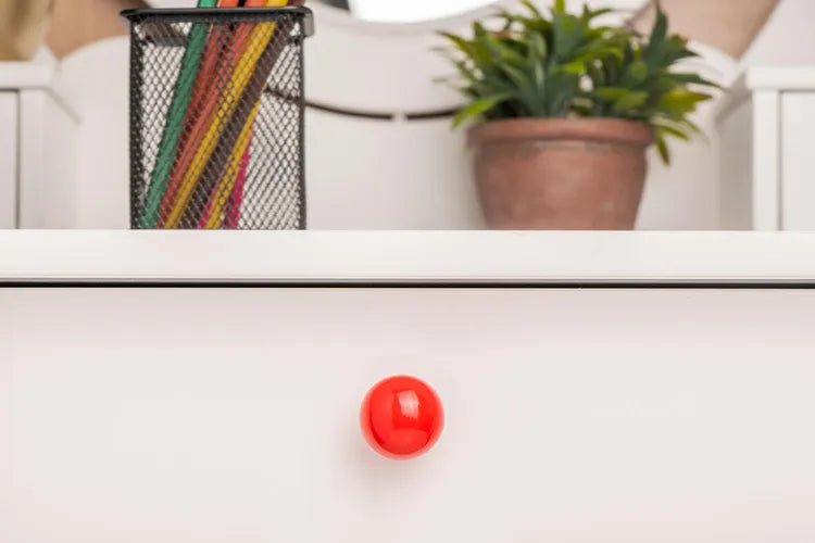 Bouton de meuble rond Boule, abs rouge brillant, Diam.28 mm