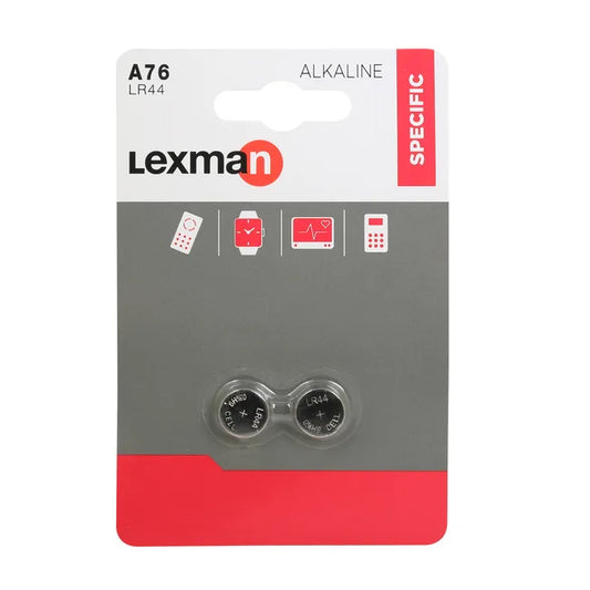 Lot de 2 piles alcaline lr44, 1.5 V, LEXMAN