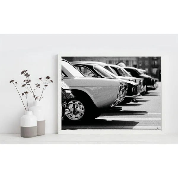 Affiche Vintage cars, gris l.30 x H.40 cm