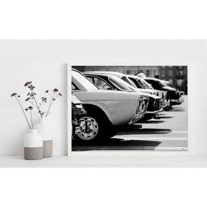 Affiche Vintage cars, gris l.30 x H.40 cm