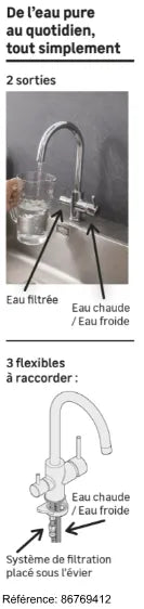 Mitigeur de cuisine chromé DELINIA Aline compatible système filtration d'eau