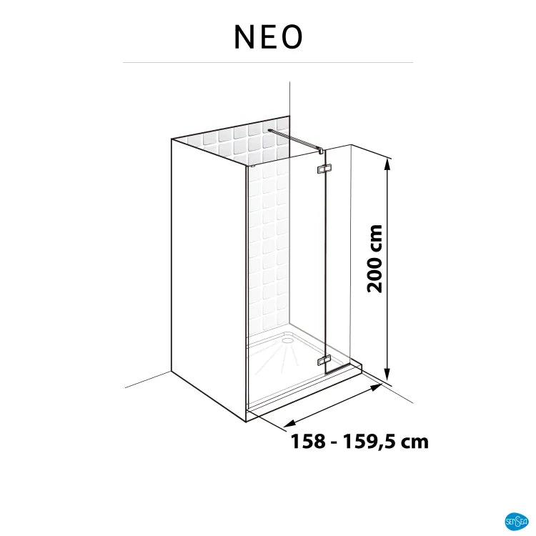 Paroi de douche à l'italienne verre rainuré, l.120+40 cm, Ep.8 mm chromé Neo