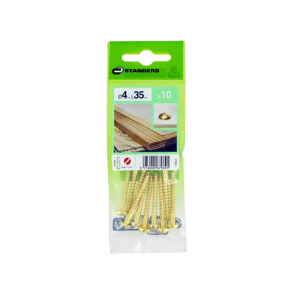 10 vis laiton tête ronde plat STANDERS, Ø4 x L.35 mm