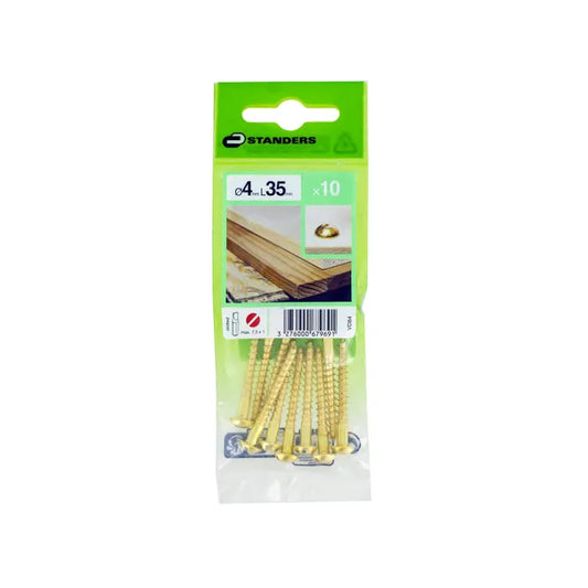 10 vis laiton tête ronde plat STANDERS, Ø4 x L.35 mm
