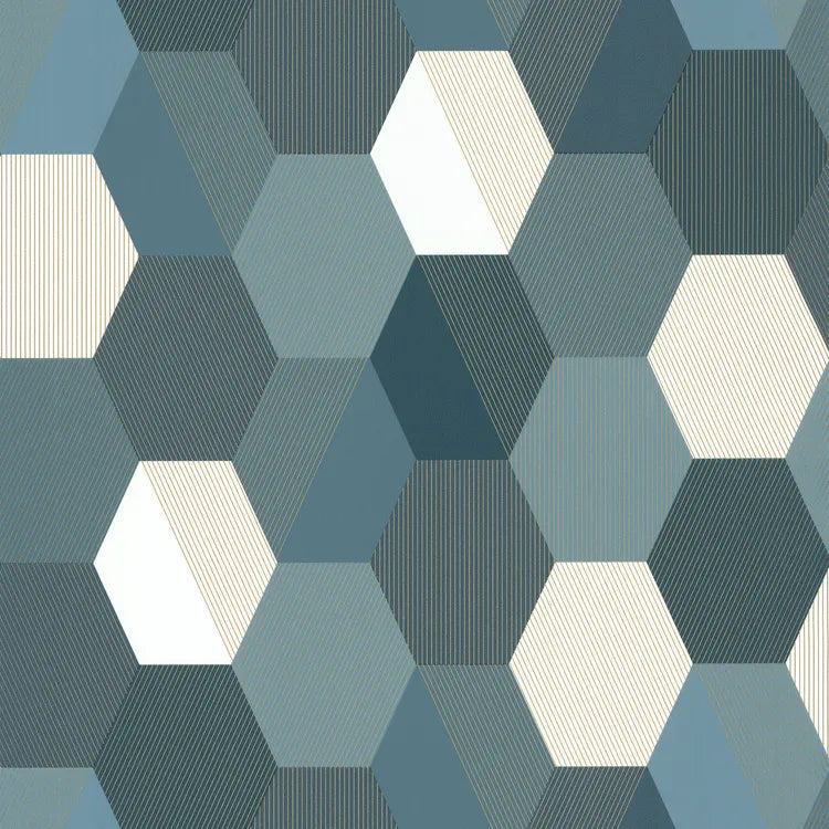 Papier peint intissé Spaces hexagone bleu canard