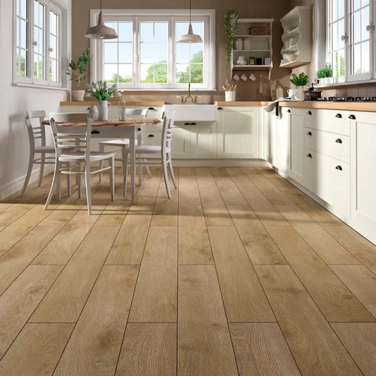 Sol stratifié CREATIV' amarante 4 CH, l.214 mm, Ep.8 mm, résistant à l'eau 100H