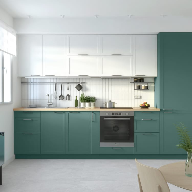 Façade de tiroir de cuisine Newport vert laguna mat H.76.8 x l.59.7 cm