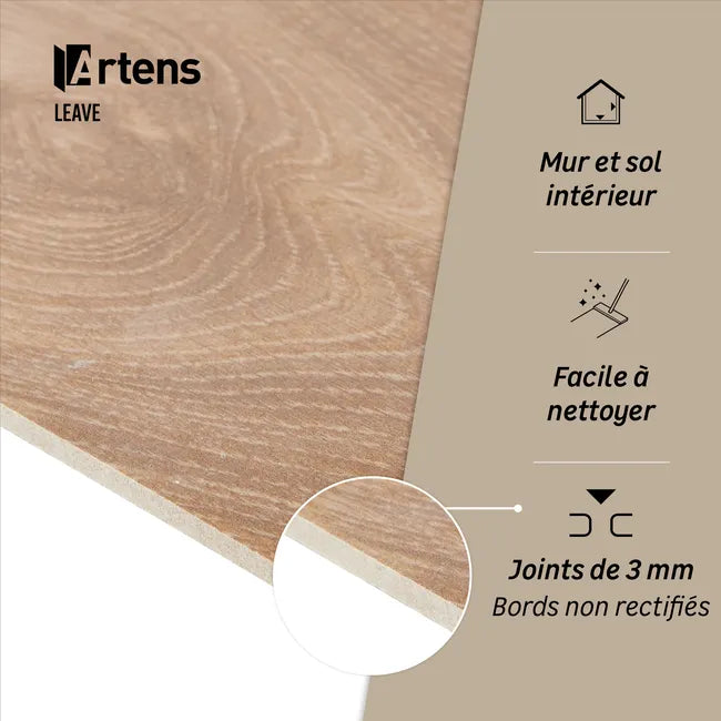 Carrelage sol intérieur / mur intérieur effet bois marron Leave l.17.8 x L.62.8