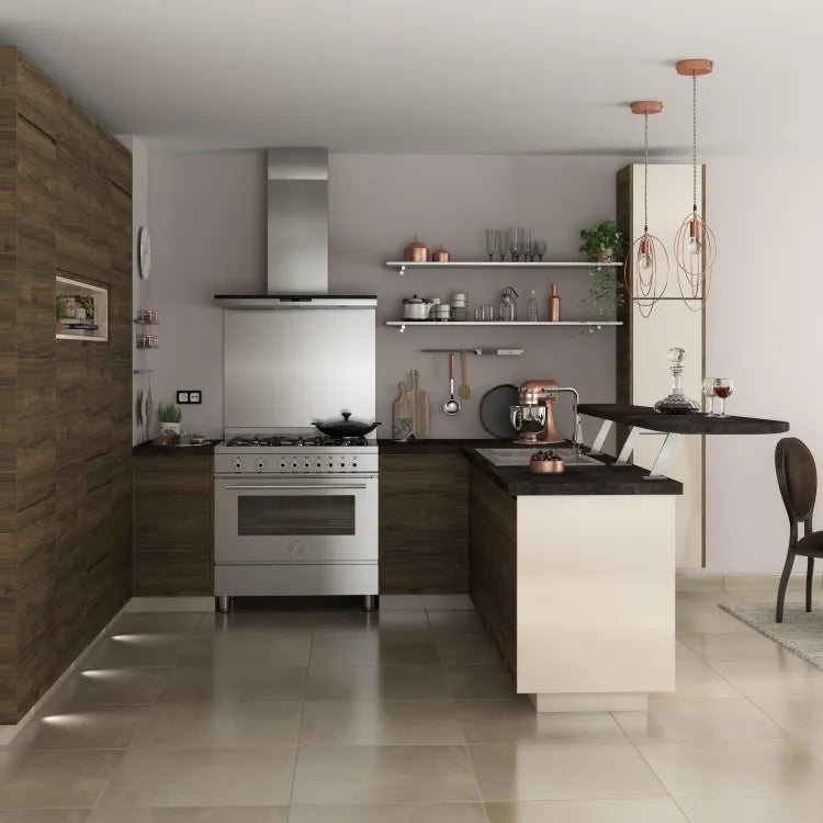 Façade de tiroir de cuisine Tokyo effet noyer mat H.12.5 x l.59.7 cm